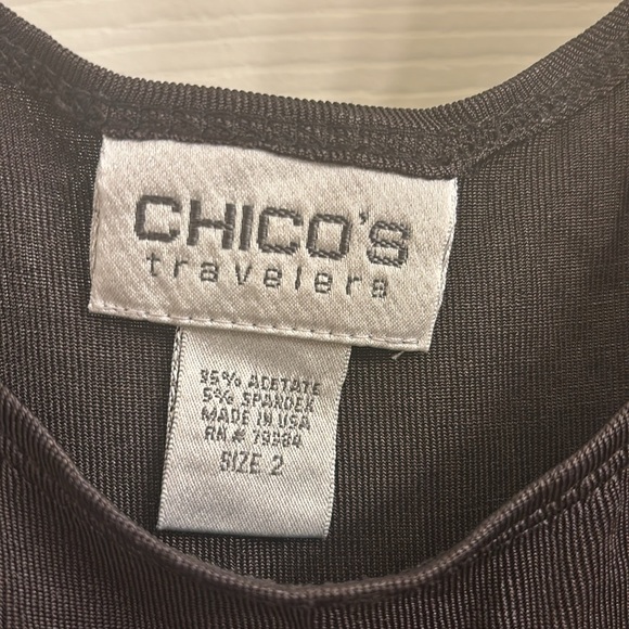 Chicos Travelers black silky tank size 2 women’s EUC - Picture 2 of 3